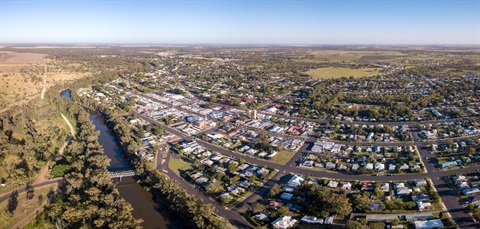 Goondiwindi drone shot of town by Tim Bateup