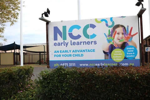 NCC Childcare sign