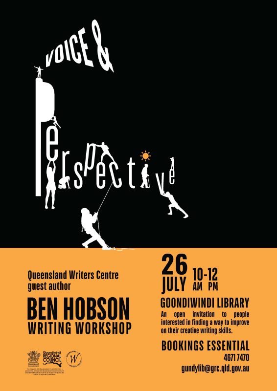 black and orange poster for writing workshop