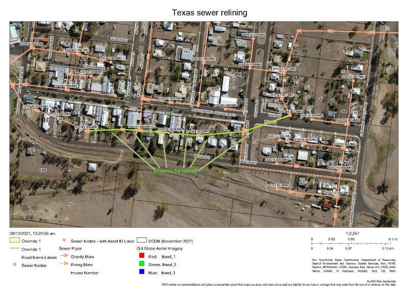 map of the area affected by the sewer relining in Moore st texas