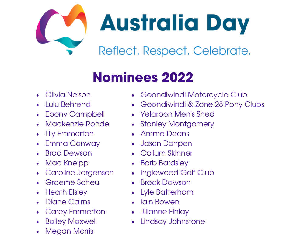 australia day nominees 2022 goondiwindi regional council